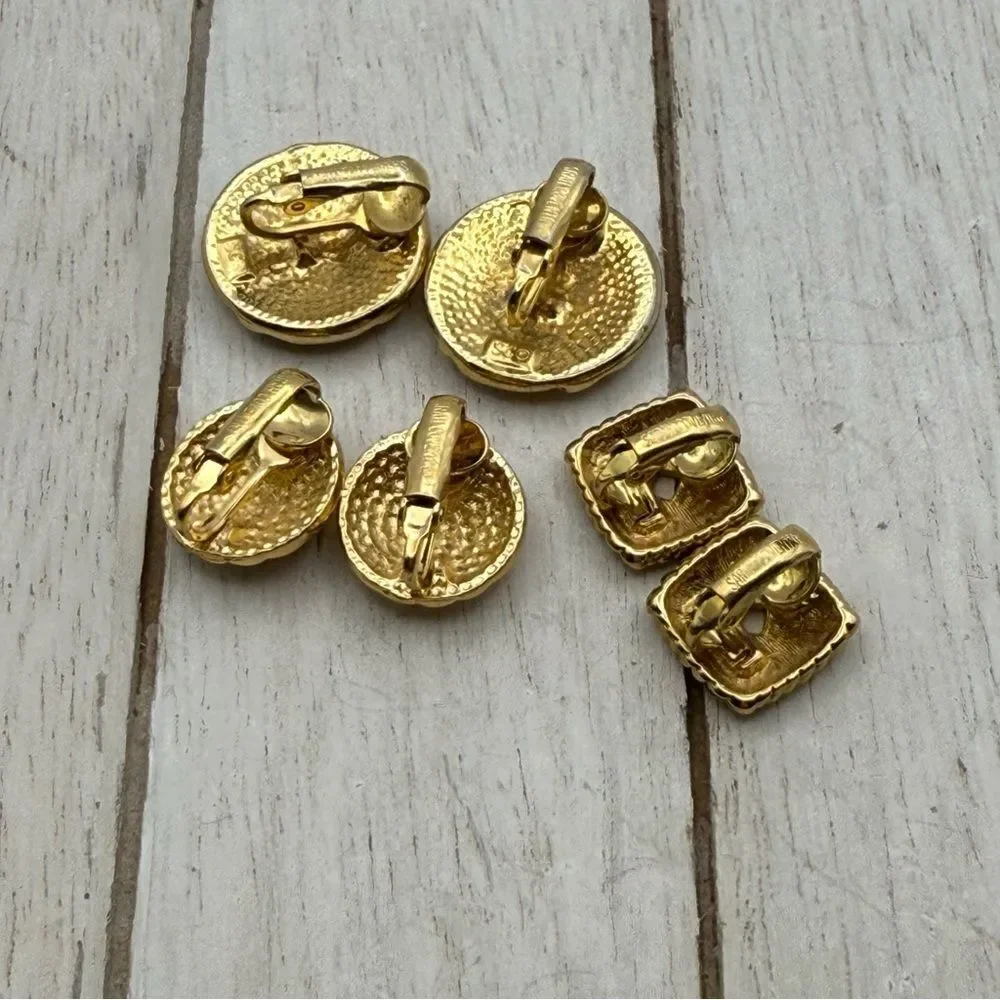 Sarah Coventry Textured Gold Earrings Trio